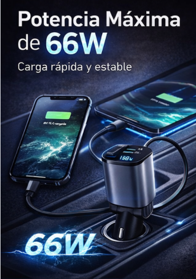 Cargador para vehículo 4 en 1 - Pack de 1